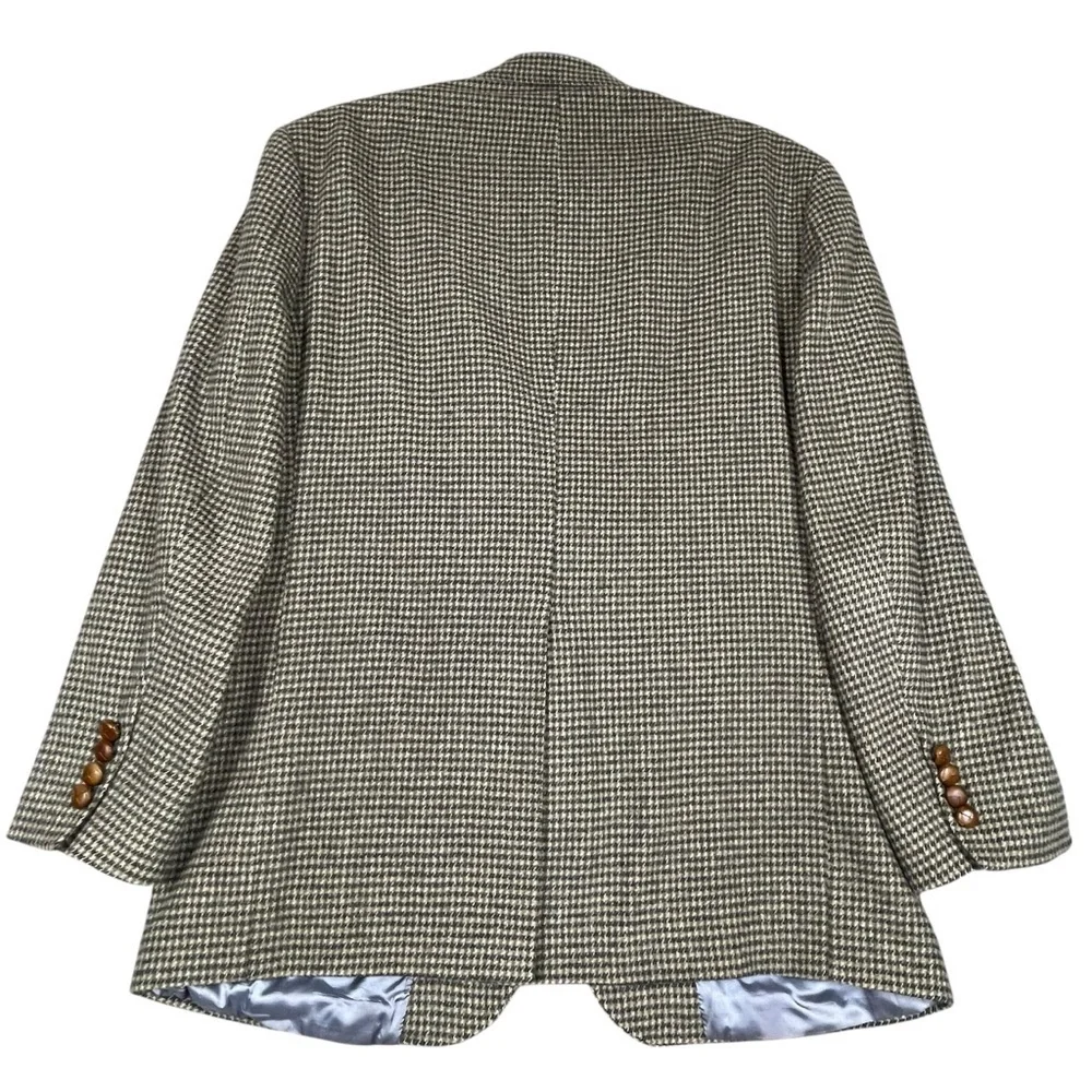 Land's End Classic Houndstooth Wool Camel Hair Preppy Sport Coat Blazer 40R